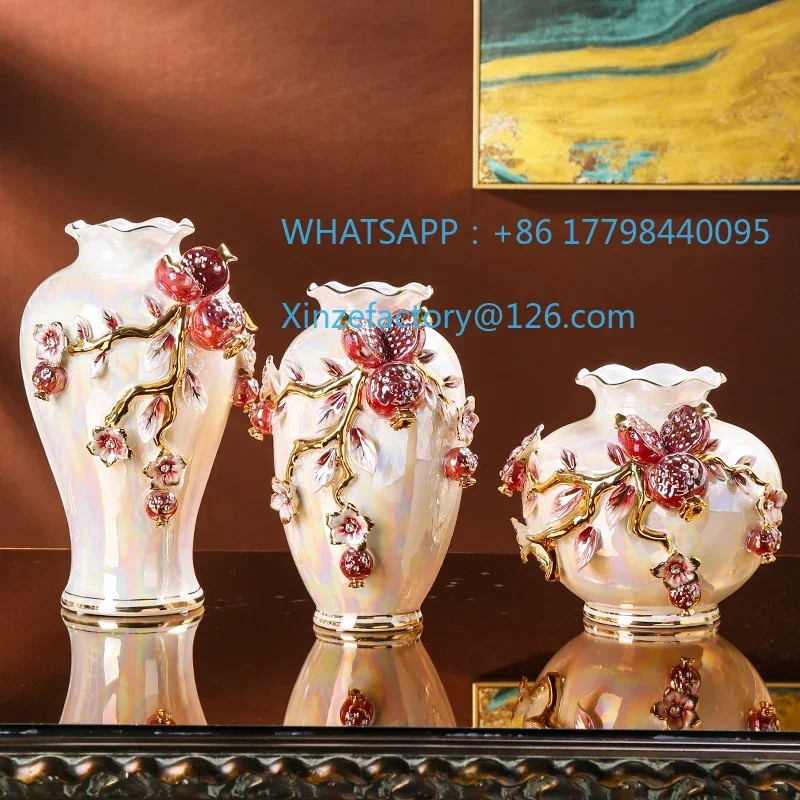 Customizable European ceramic vase ornament luxury high-end living room flower arrangement home dining table entrance TV cabinet