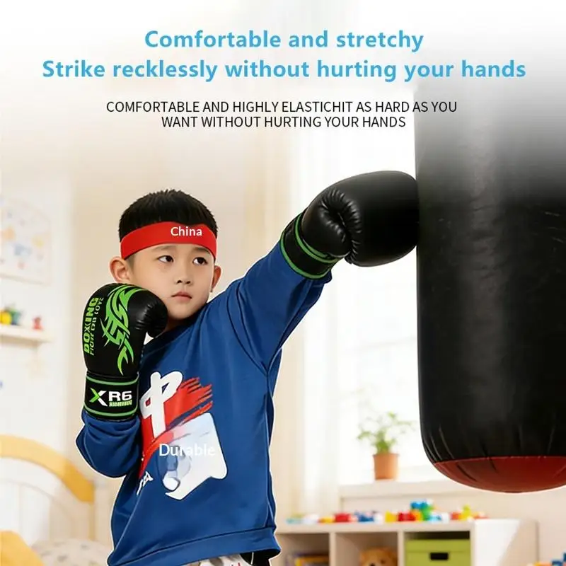 PU Sanda Gloves 4 6 Oz for Children Adult Breathable Professional Boxing Training Muay Thai Taekwondo Practice Mitts