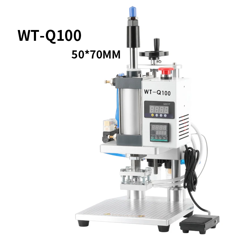 WT-Q100/WT-QS100 Pneumatische Foliedruk Machine Desktop Leer Stempelen Hete Pers Embossers Warmte Persmachine 220 V/110 V