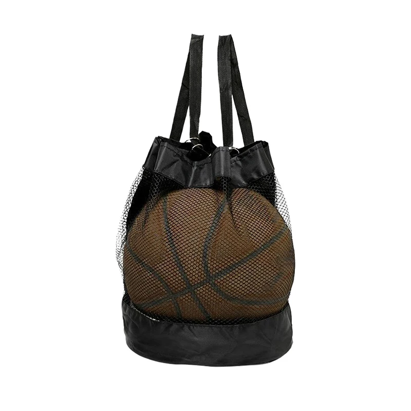 Nieuwe Draagbare Zwarte Basketbal Mesh Tas Outdoor Voetbal Voetbal Opslag Volleybal Rugzak Bal Fitness Trainingstas