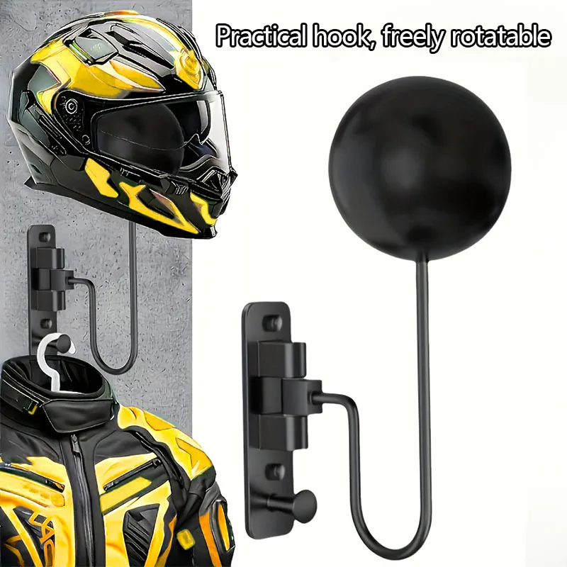 

Helmet Motorcycle Holder with Hook Helmet Rack Wall Hanging 180 Degree Rotation Helmet Hanger Rugby Keys Bike Black