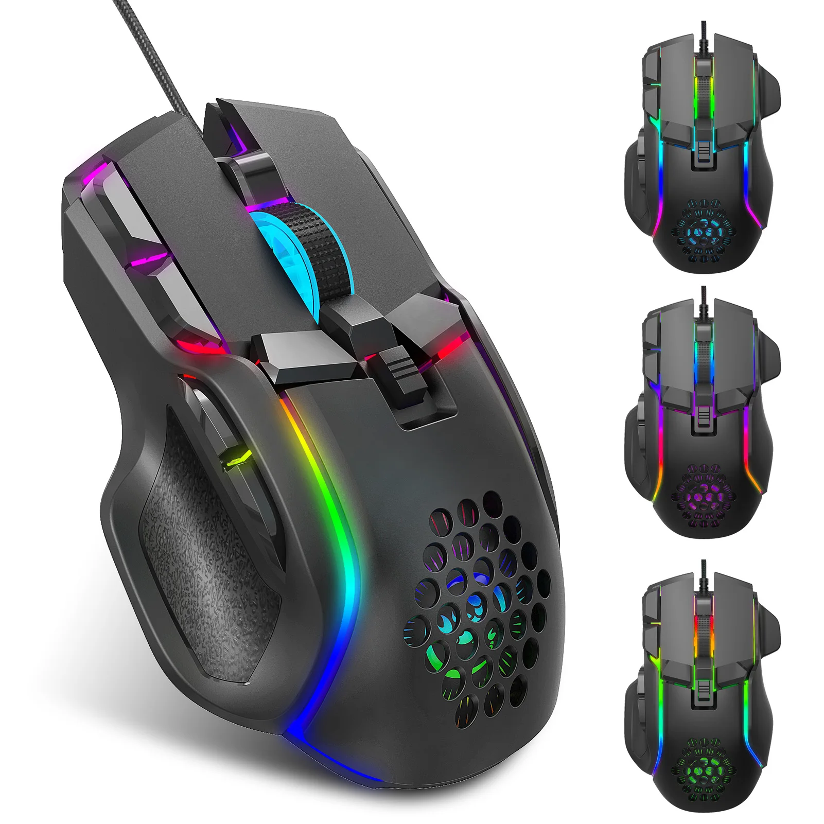 

Компьютерная мышь, игровая мышь, игровая мышь S700, 12800 точек на дюйм, макропрограммирование, RGB светящаяся игровая мышь, домашняя мышь, мышь