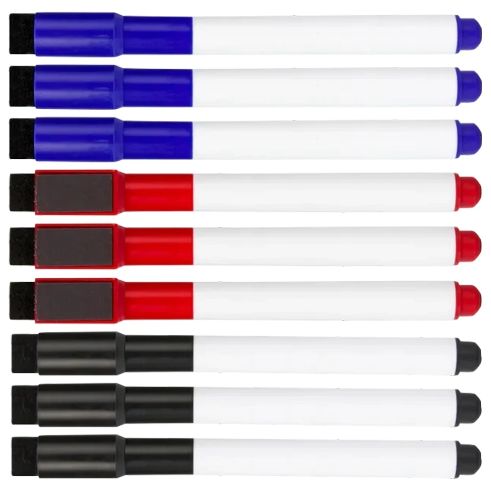 

9pcs Magnetic Whiteboard Pen Dry Erase Marker Fine Tip 3 Colors Red Blue Black For Office School WhiteboardMarkers