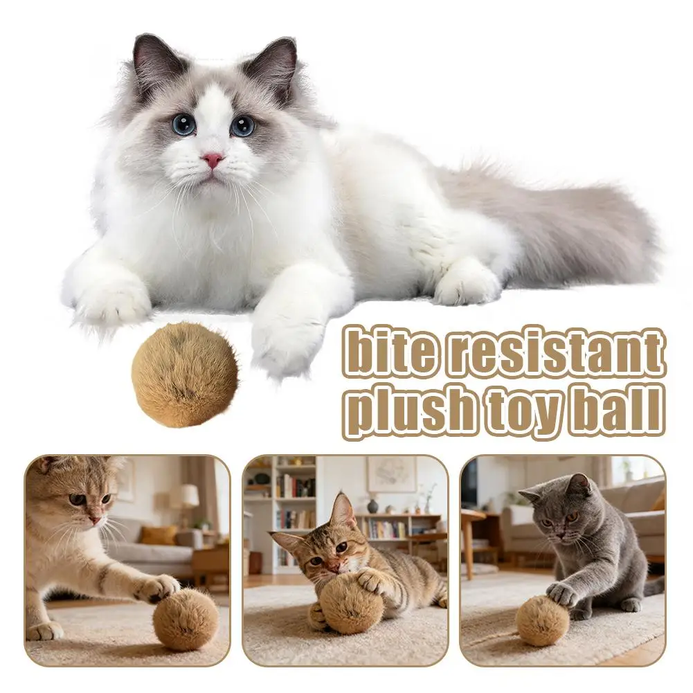 Nouvelles 6 balles interactives pour chats, en fourrure de lapin, à l'instinct de chasse, infusées à la catnip, résistantes aux morsures, silencieuses et durables, pour le jeu autonome des animaux de compagnie