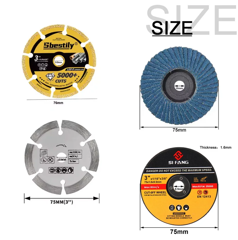 5 buah/Set 75mm Brazed Cutting Disc logam roda pemotong batu pisau gergaji untuk logam kayu marmer Rebar Cutting dengan Mounting Mandrel