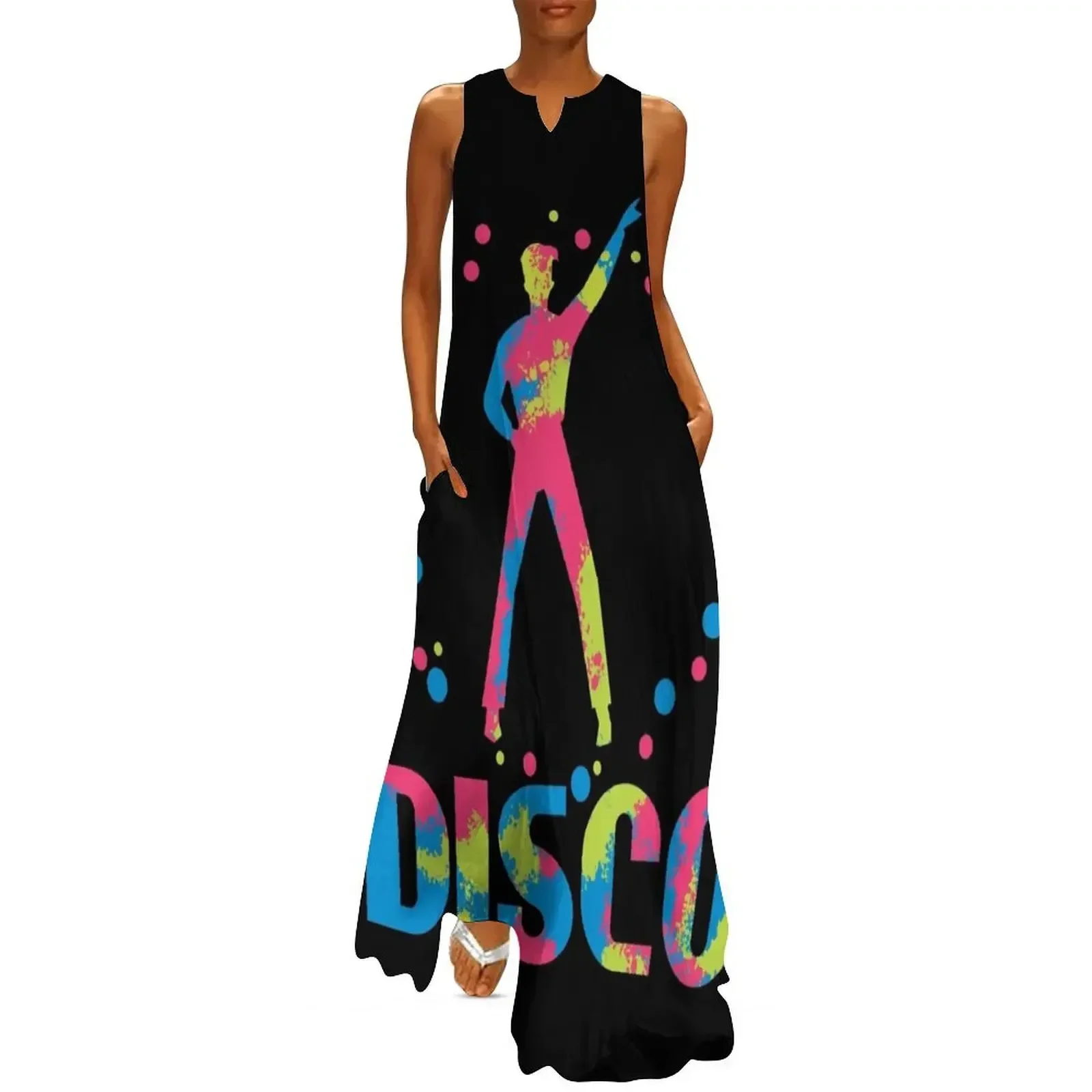 

Neon 70s Disco Dance Party Long Dress dresses for womens 2025 summer women's suit Aesthetic clothing Dress