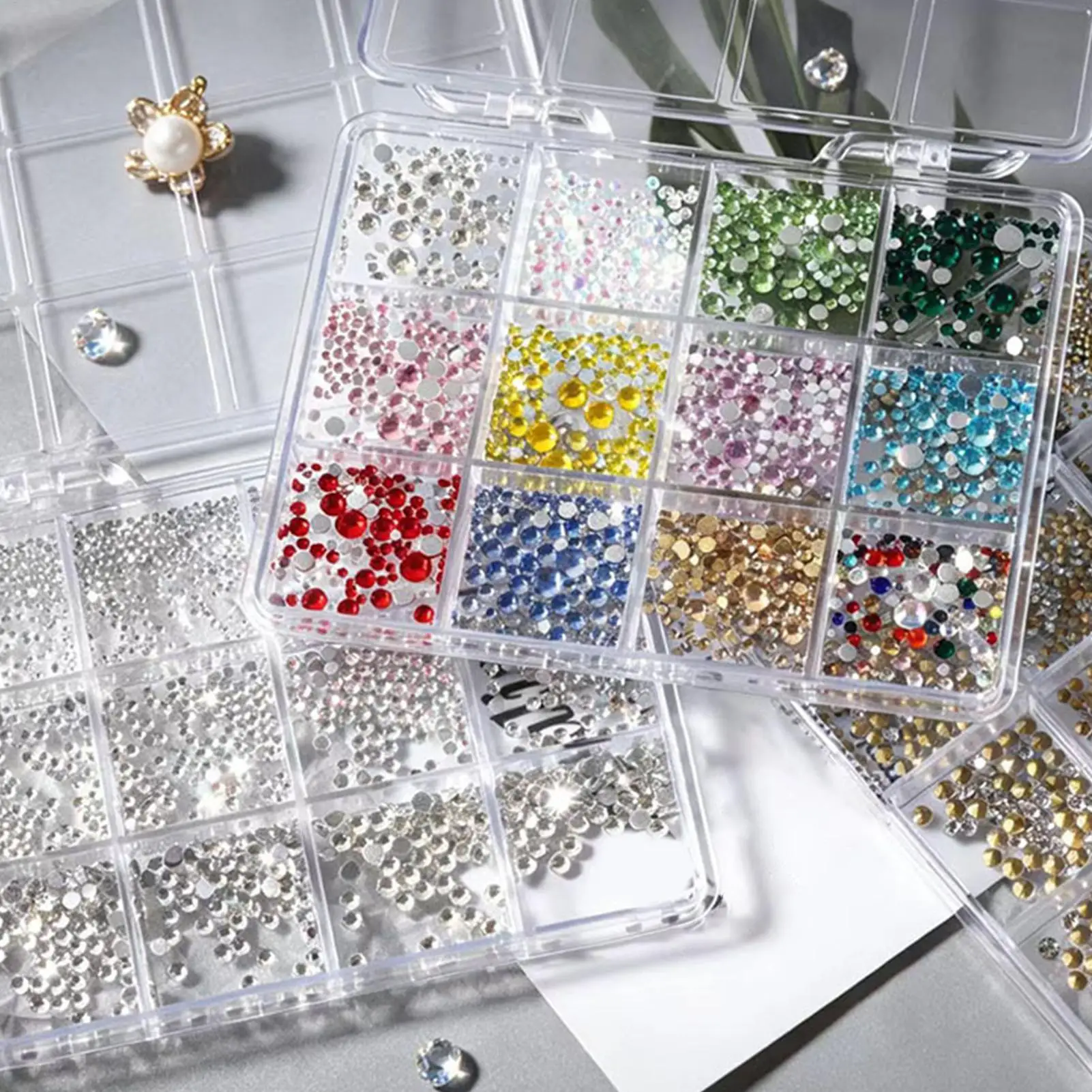 Nail Gems 12 Boxes Resin Decorative Colorful Ornaments Nail Gems Kit for Home House Indoor Outdoor Beach Party Phone Crafts Hand