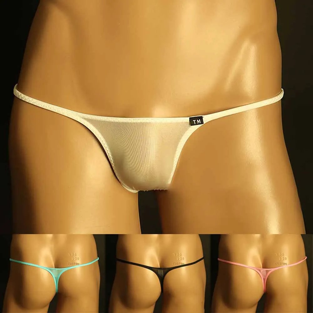 Open Butt G-string Men Thongs Sexy Sheer Pouch Briefs Low Rise Panties See Through Bikini T Back Thong Open Back Underpants Gay