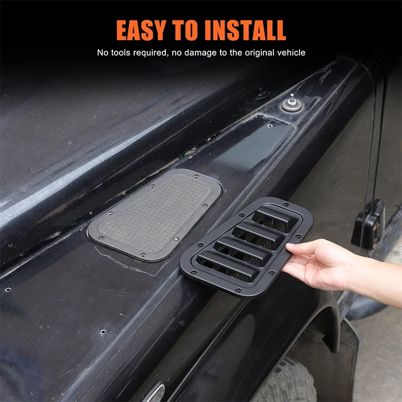 

For Land Rover Defender 04-18 hood air outlet front hood air outlet protective cover decorative cover black/silver/red ABS/metal