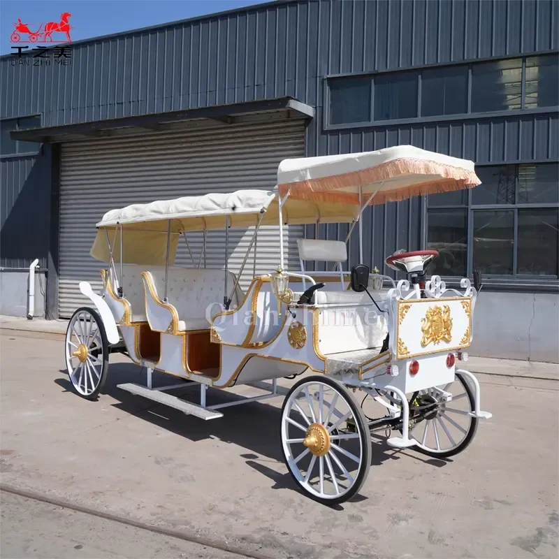 Customized White High-end Classic Royal Carriage with Air Conditioner/European Sightseeing Electric Carriage