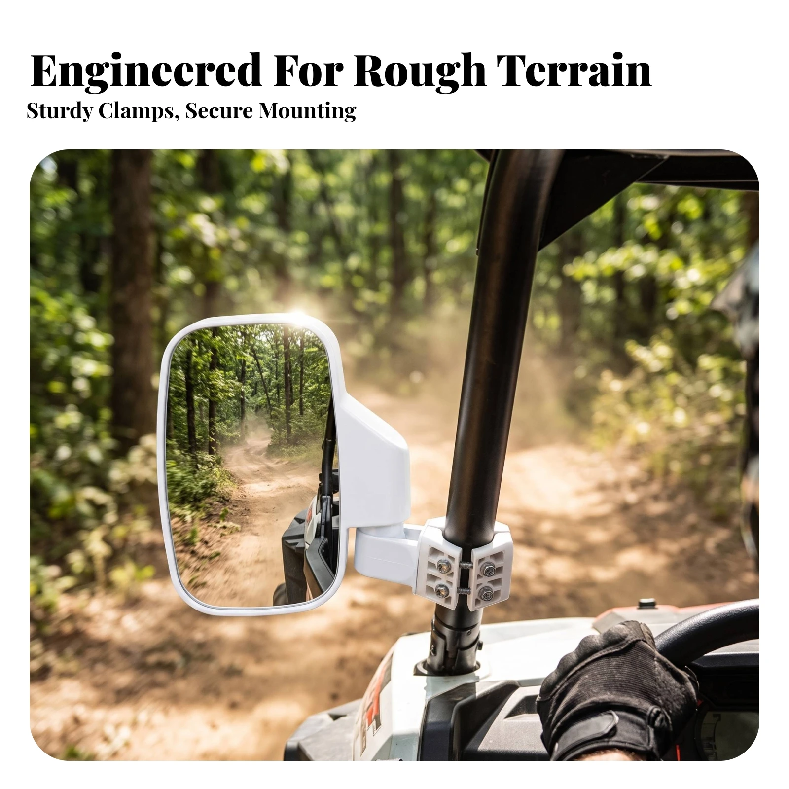 Clamp-on UTV Side Mirror with Adjustable Joint for Round Roll Cages Off-road ATV Accessory