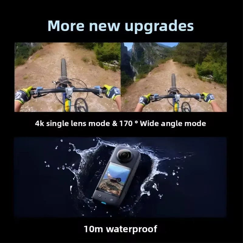 كاميرا Insta360 X3 مقاومة للماء بزاوية 360 درجة، 5.7K 360، تثبيت، شاشة تعمل باللمس، تحرير AI، بث مباشر، كاميرا ويب