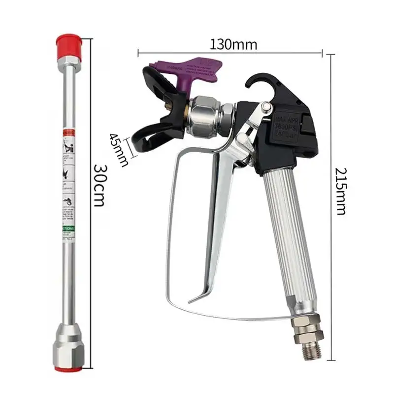 Pistol semprot cat tanpa udara 3600PSI dengan 517, pelindung ujung nosel and30 CM tiang ekstensi untuk mesin semprotan tanpa udara, Aksesori cat