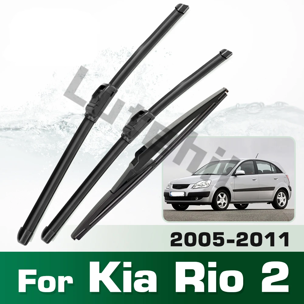 Scheibenwischer vorne und hinten, Set für Kia Rio 2 JB 2005–2011, Windschutzscheibe, Windschutzscheibe, Fensterbürste, 22 Zoll + 16 Zoll + 14 Zoll