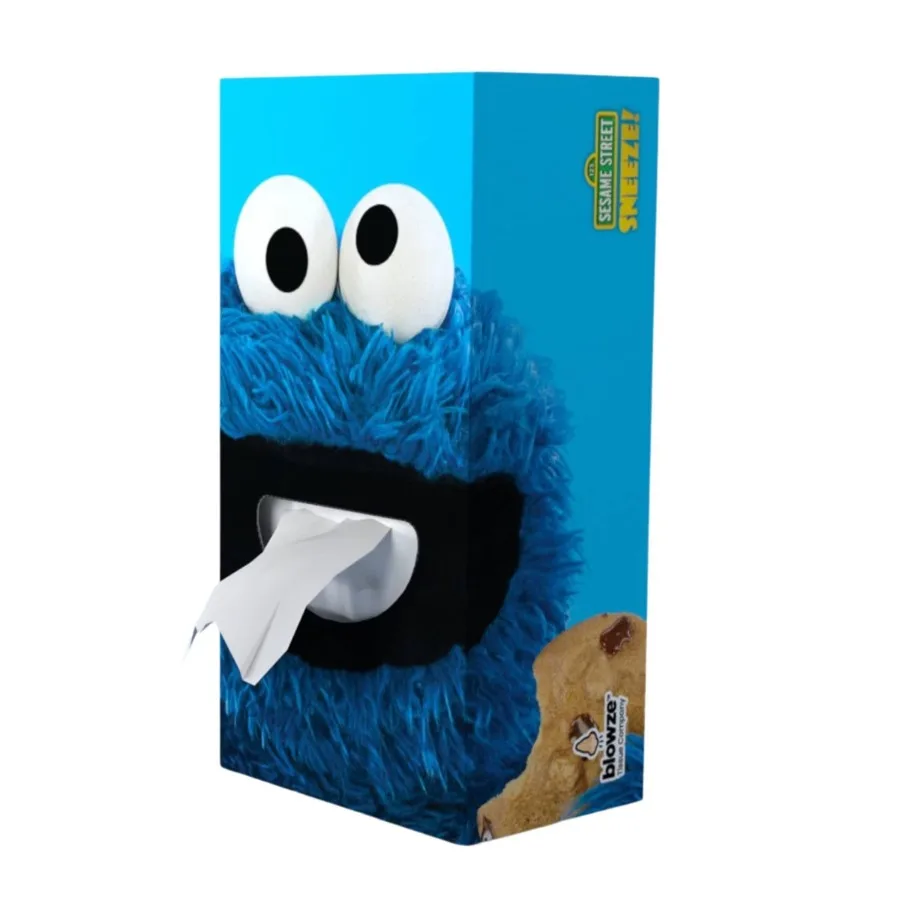 Sesame Street Sneeze Cookie Monster Facial Tissues, 124 Count, Cute Cartoon Printed Disposable Face Tissues for Kids & Family Daily Use