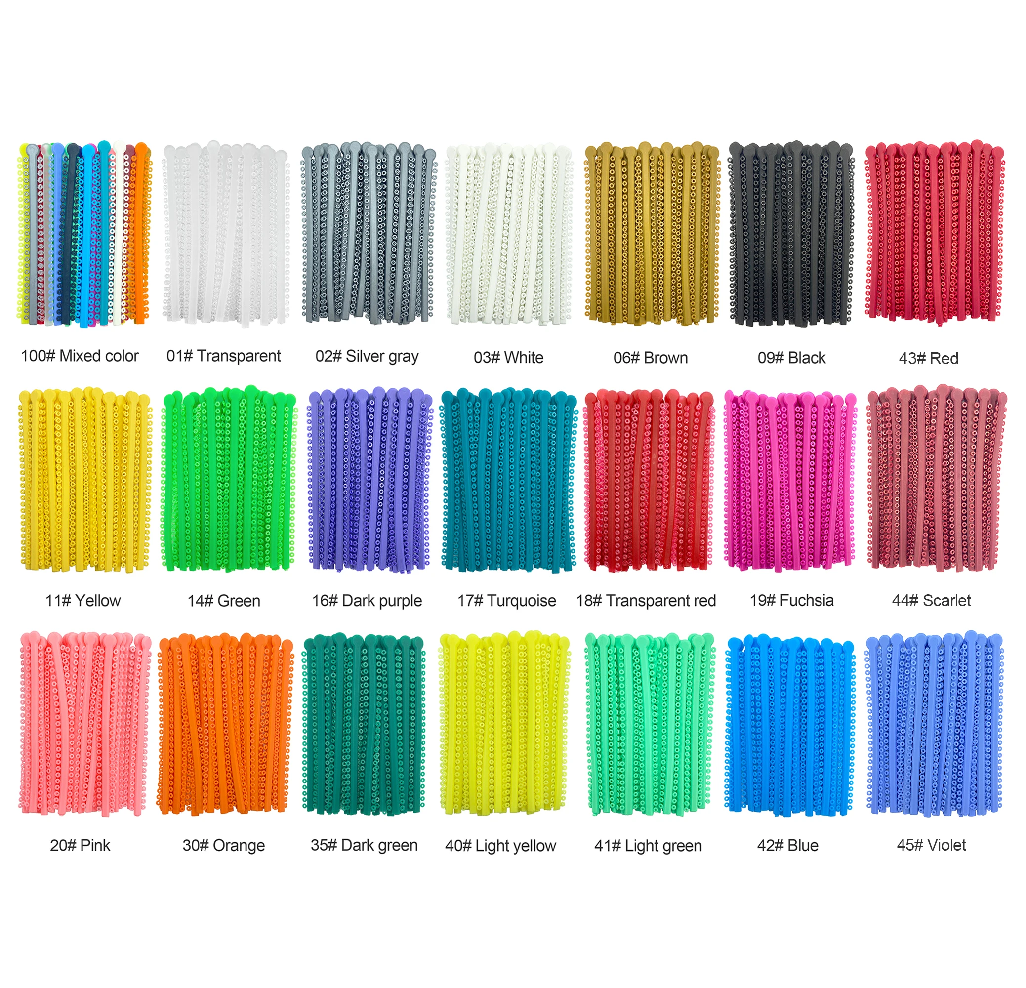 WELL CK 1000 Ties=20 Sticks Dental Orthodontic Elastic Ligature Ties Colorful Bands for Brackets Braces Orthodontics Treatment