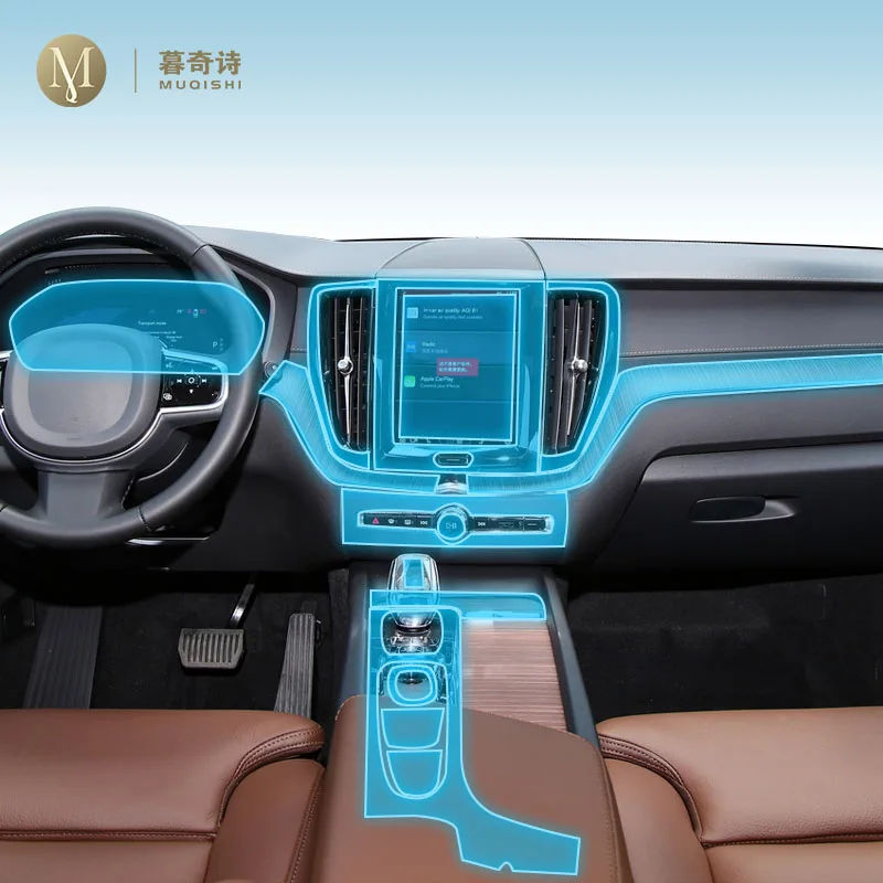 MUQSHI konsol pusat Interior mobil film pelindung transparan/Matte TPU PPF film perbaikan antigores untuk Volvo XC60 2020-2024