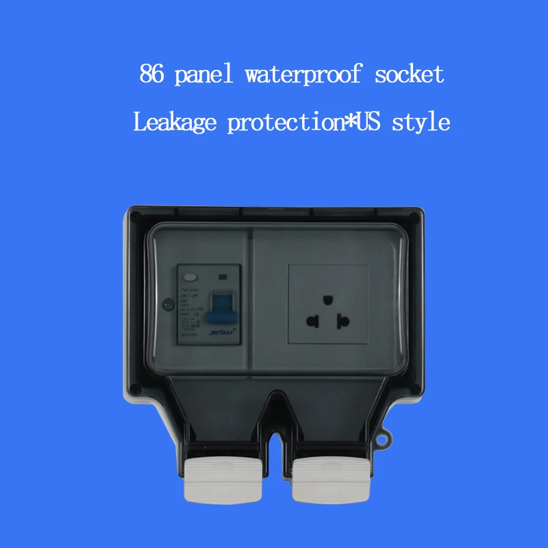 Outdoor Waterproof Socket With Leakage Protection Switch American Plug 86 Type Panel IP66 Outdoor Rainproof Splashproof Strip