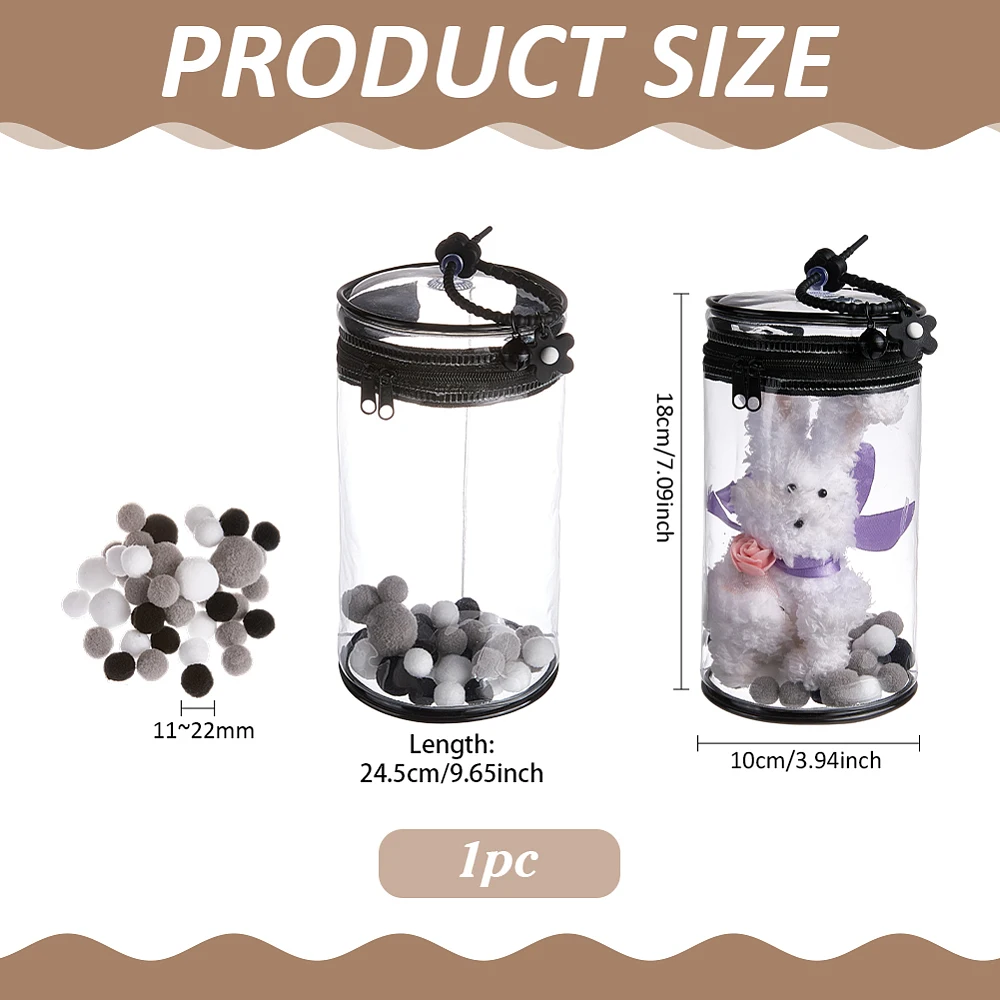 Black Figure Display Bag 7x4inch Portable Column Figures Storage Bag with Keychain Clear Protective Case for Display Bag PVC