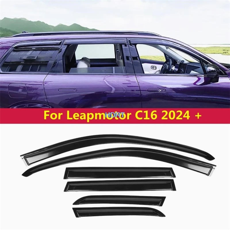 

Car Styling Window Visor Rain Sun Smoke Deflector Shade Awning Shelter Weather Shield Cover Accessories For Leapmotor C16 2024 +
