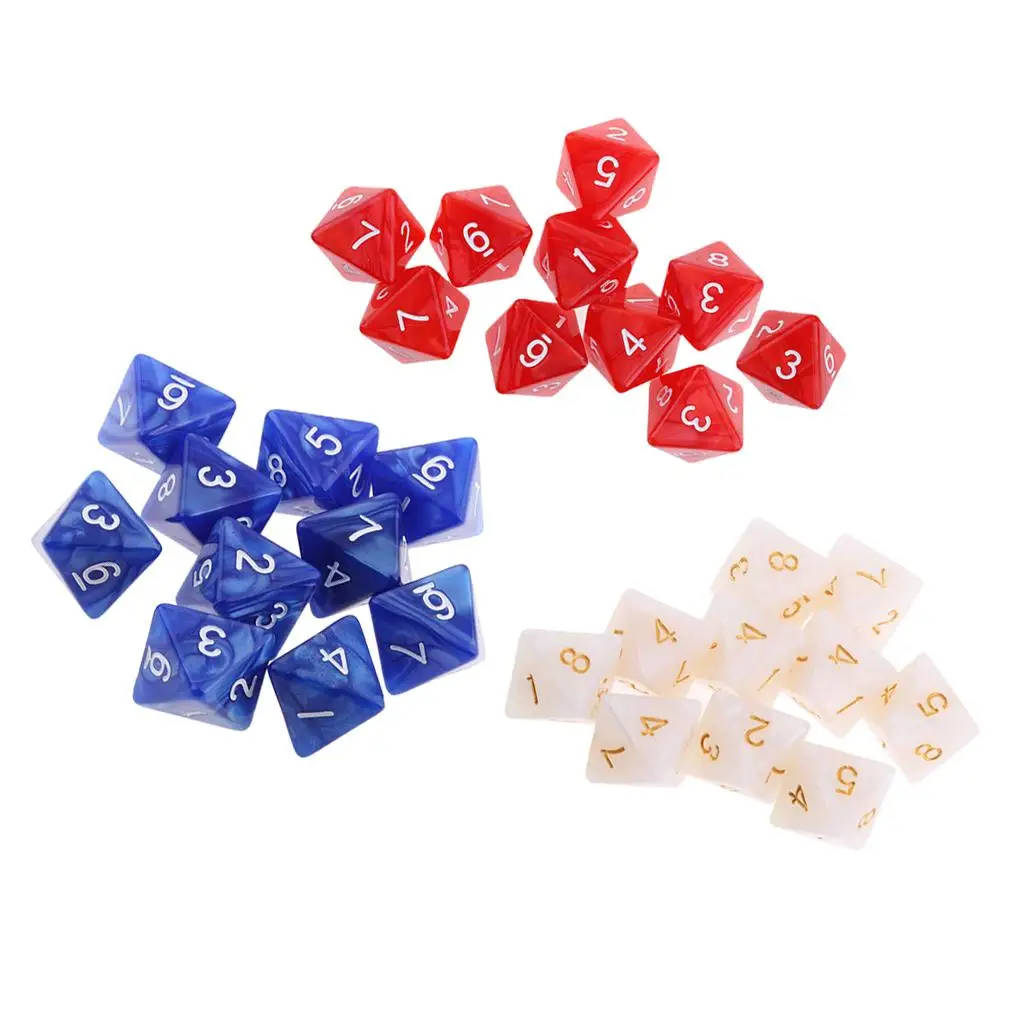 Set 30 buah 8 sisi D8 polihedral untuk papan permainan mainan meja RPG