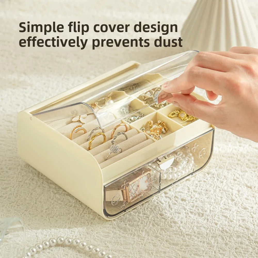 

JiaYuan Fashion Portable Dust-Proof Jewelry Storage Box Transparent Drawer Type Jewelry Box，Portable Jewelry Organizer