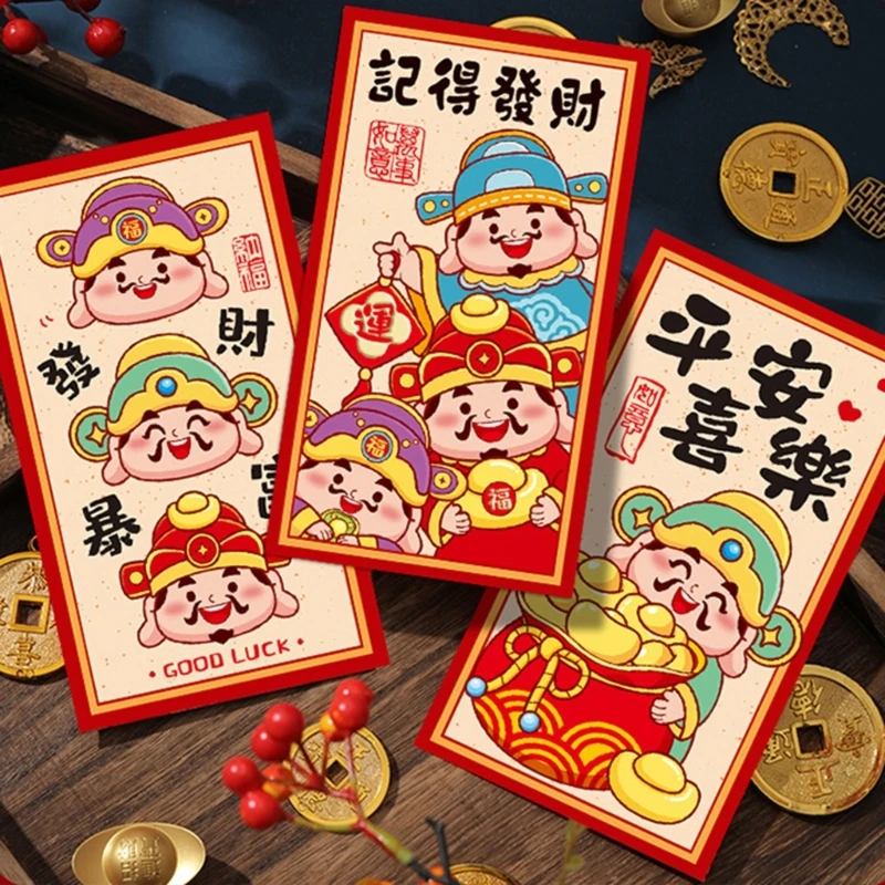 봄 축제 뱀 년 돈 패킷 종이 가방 Dropshipping에 대한 6Pcs 붉은 봉투