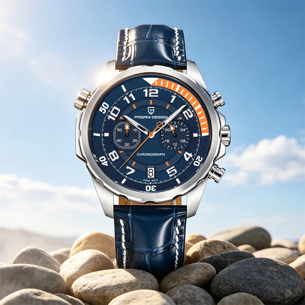 PAGANI DESIGN Neue Herrenuhr 44mm Quarzuhr Multifunktionaler Chronograph Top-Marke VK64 Wasserdichte Herrenuhr PD-1811