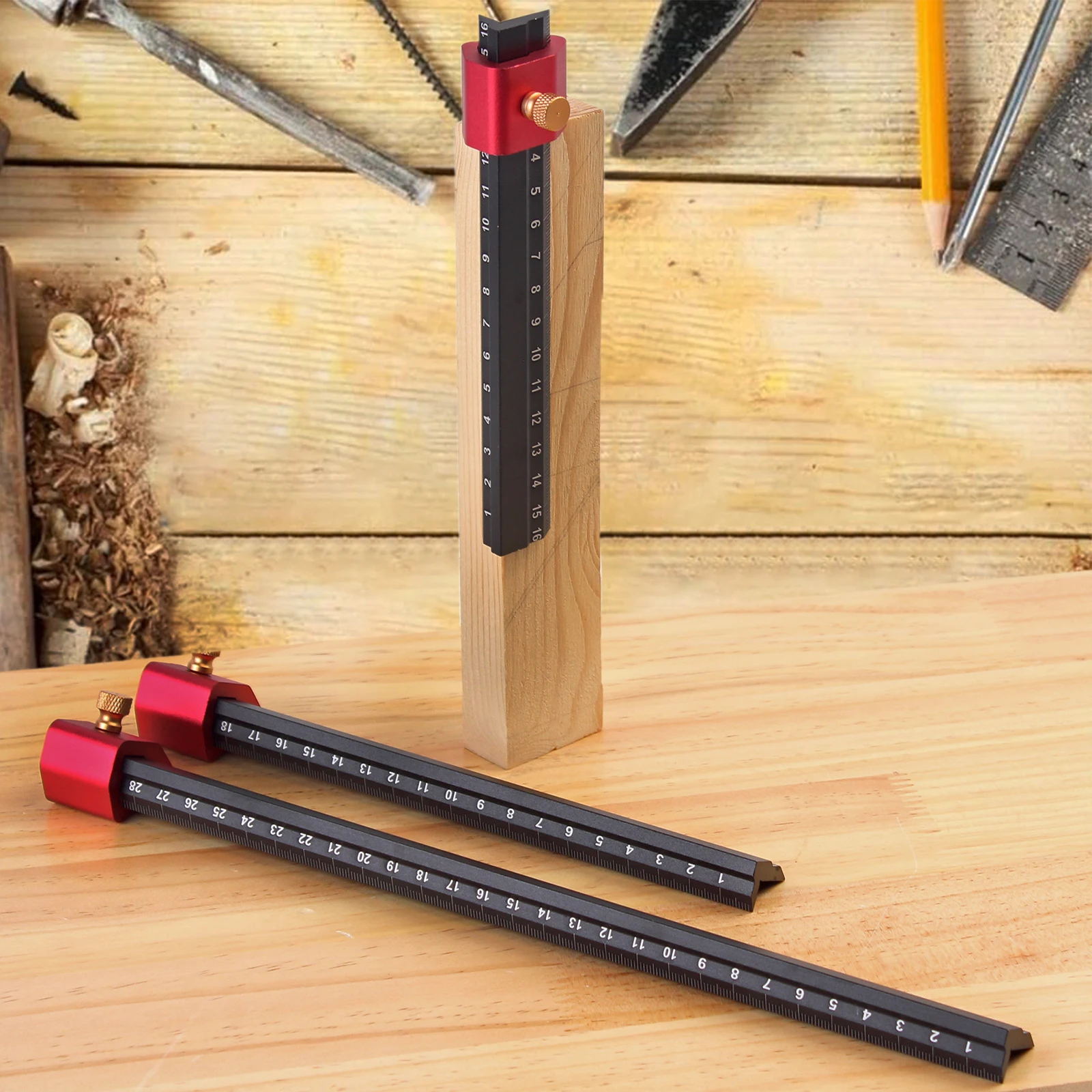 Imagem -05 - Woodworker Edge Ruler com Stop Medição de Marcação Ferramenta Reta para Carpinteiros Maquinistas Métrica Polegada 16 21 31cm 1pc