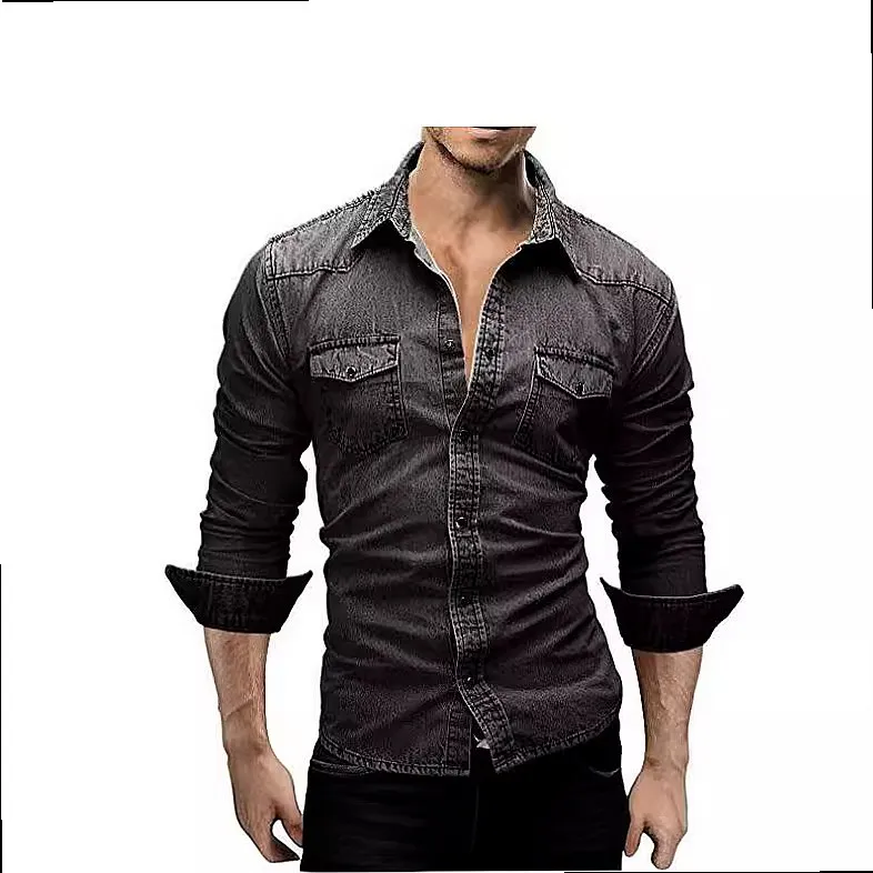 Men's Denim Shirt Denim Shirts Tops Spring Summer Casual Outerwear Matching Set