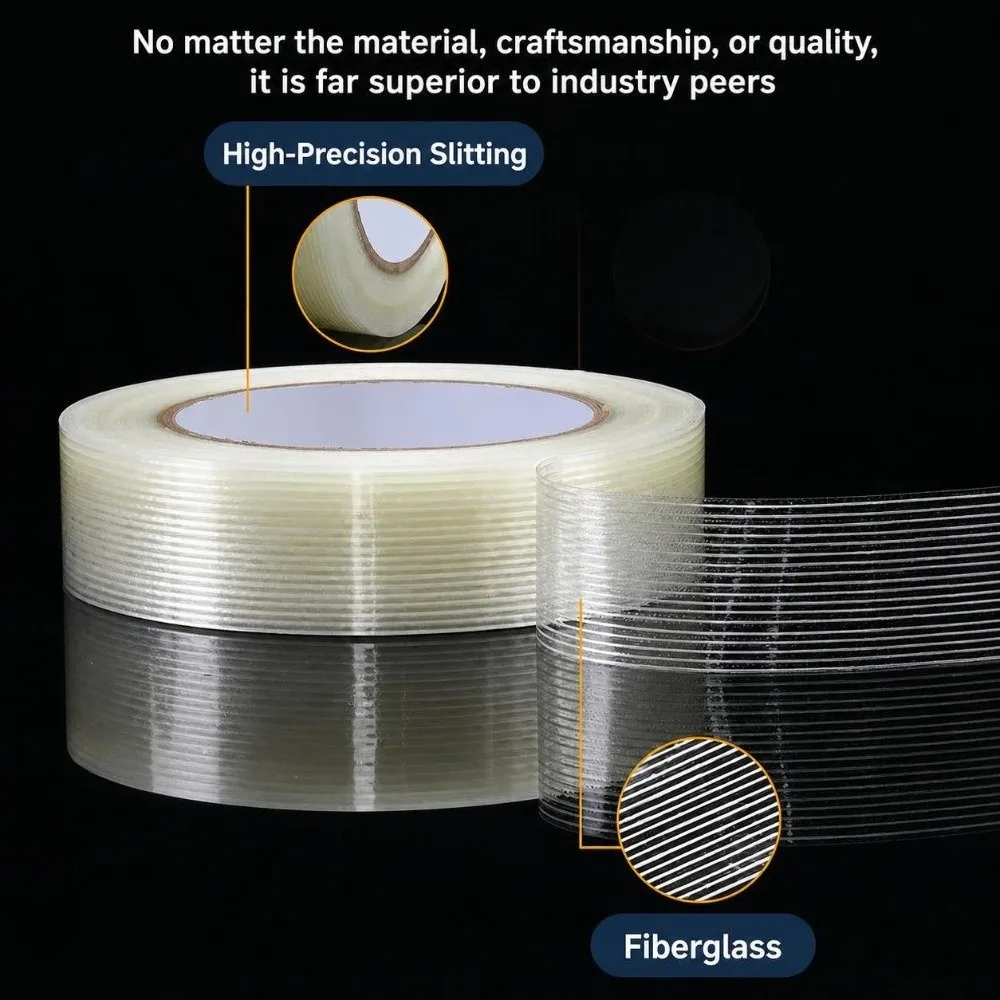 Transparent Fiberglass Tape Single-sided High Temperature Resistance Fiberglass Reinforced Tape Strong Adhesive Insulation Tape