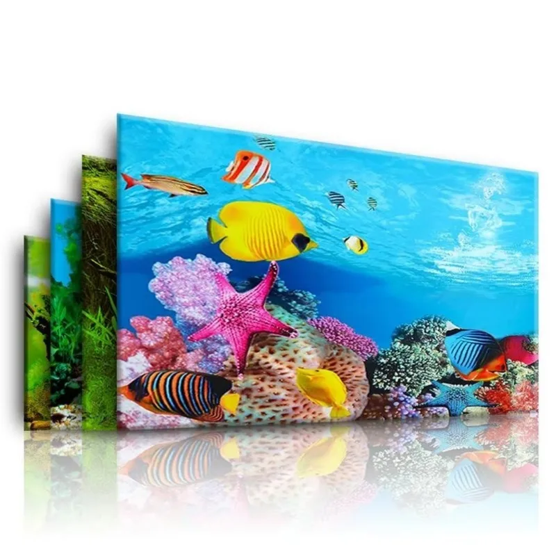 

10pcs Double-Sided 3D Ocean Sea Plants Background Sticker Plastic Aquarium Landscape Poster and Decorative Accessory for Fish Ta