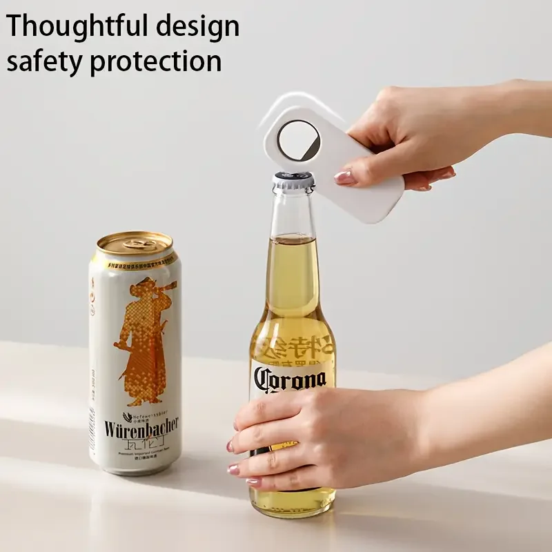 فتاحة زجاجات الصودا المغناطيسية - تلتصق على الأسطح المعدنية، وتفتح كل شيء |   مساعد مطبخ أبيض بتصميم مدمج وخفيف الوزن أيضًا