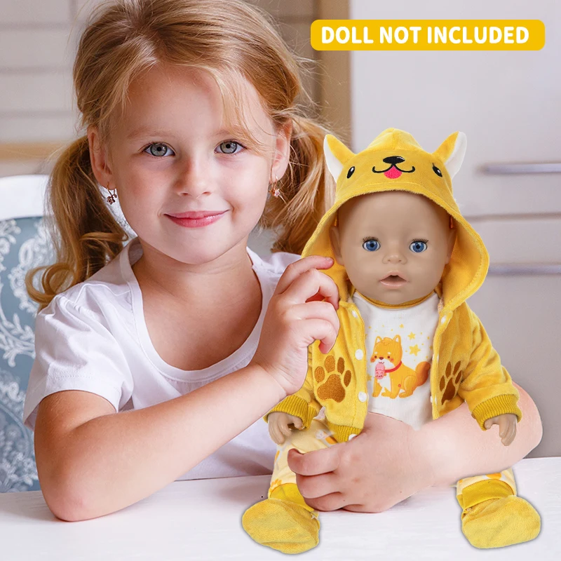 Doll Clothes for 16-18Inch 40-45cm Baby Doll Cute Puppy Jacket Hoodie Pants Reborn Doll Clothes Accessory Baby Girl Gift
