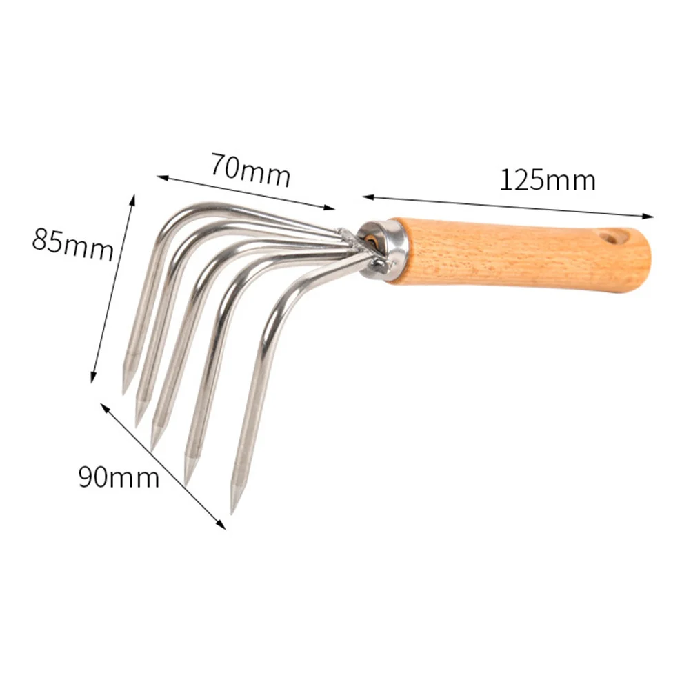 

Stainless Steel Beach Rake 5 Tine Claw Design Strong Grip Lightweight Portable Hand Tool for Shell Digging Clams Oysters