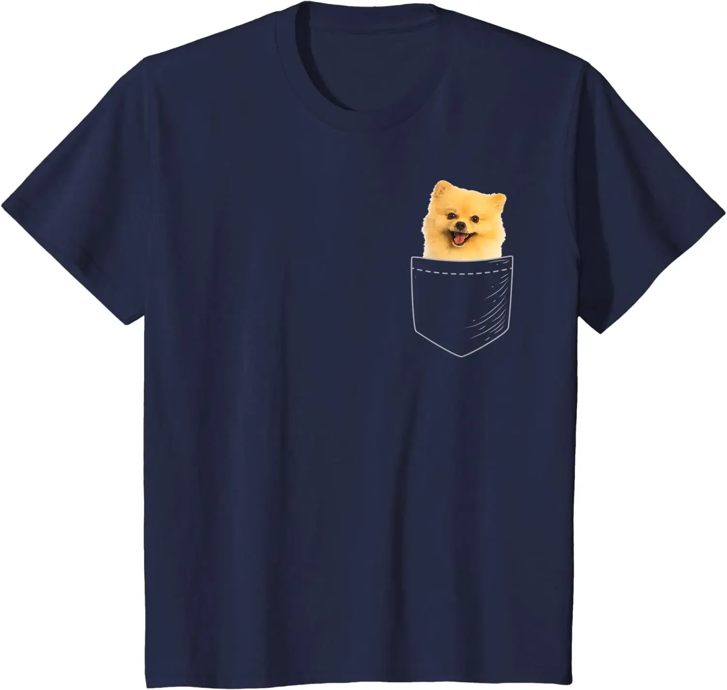 Cute Pomeranian In Pocket Creative Dog Lovers Gift T-Shirt 100% Cotton O-Neck Summer Short Sleeve Casual Mens T-shirt Size S-3XL