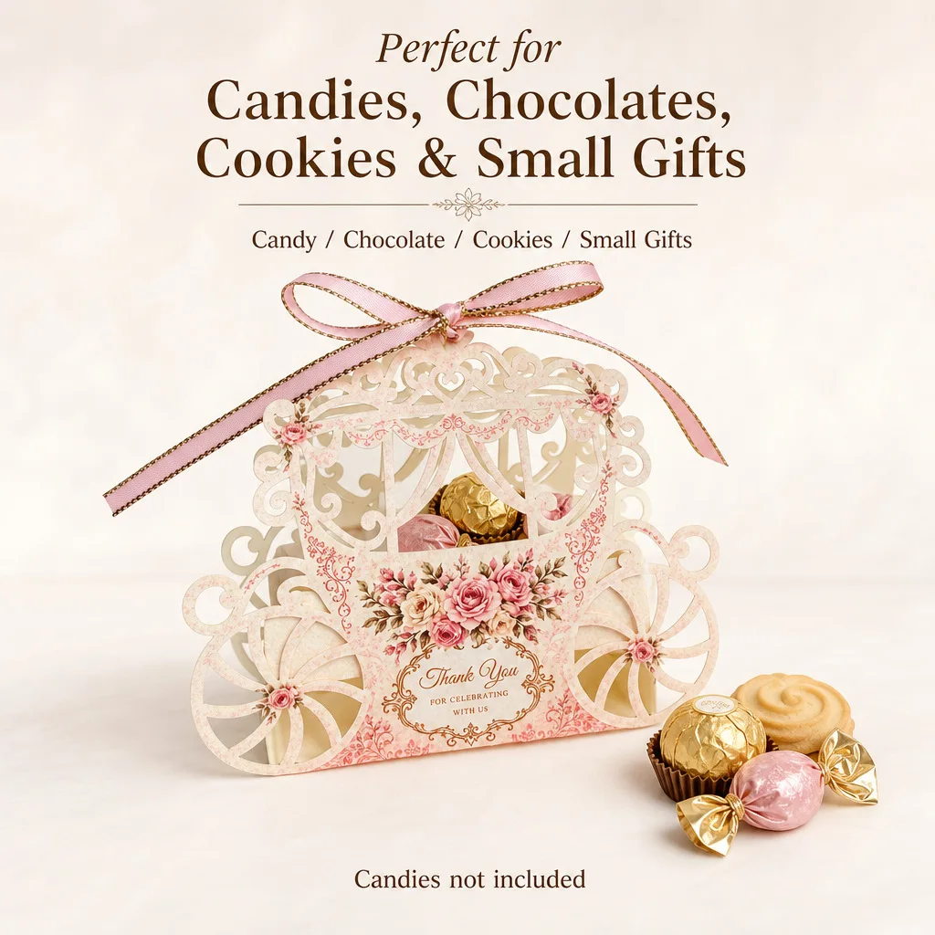 10 Pcs Laser‑Cut Hollow Candy Boxes, European Creative Floral Wedding Favor Paper Boxes for Guests