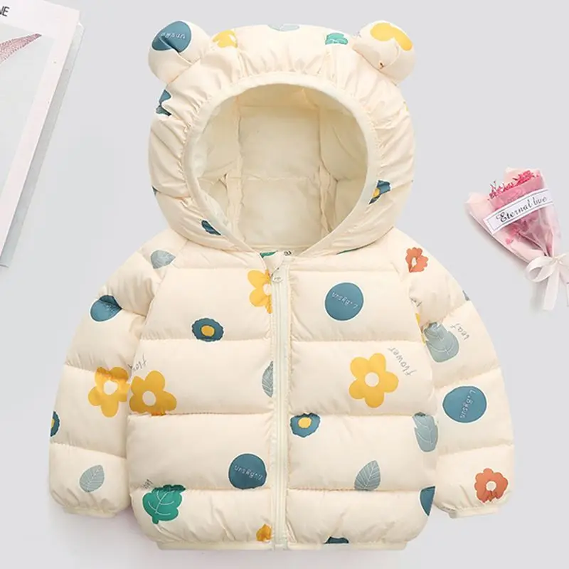 Cotton down jackets for children boys and girls autumn and winter cotton coats for boys and girls are stylish and thin with hat