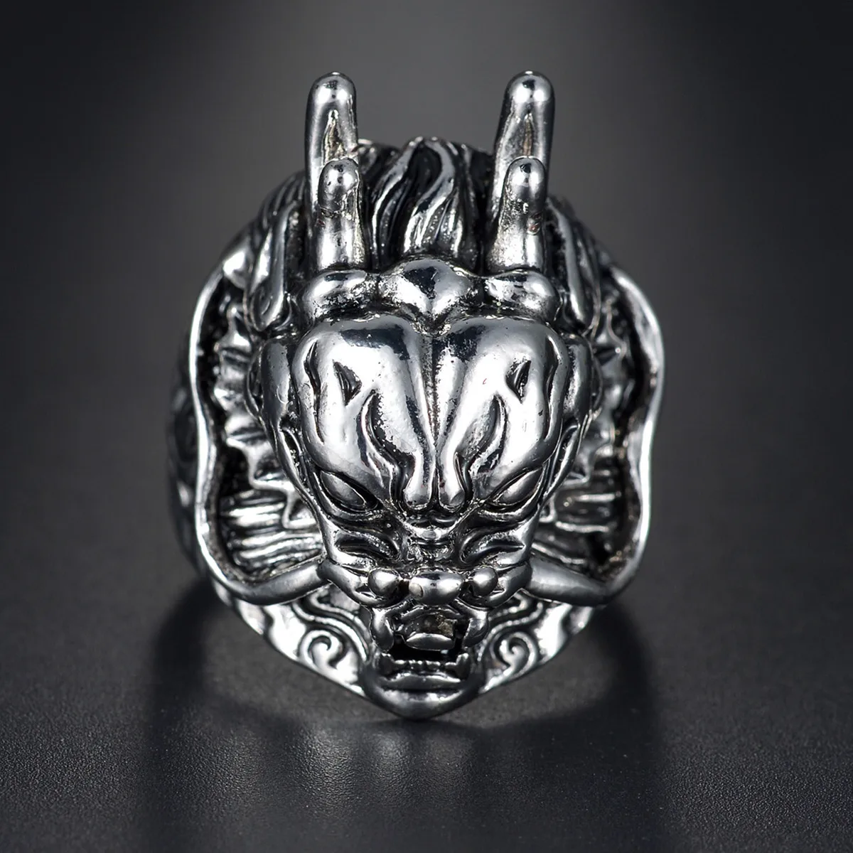 Ring for Men Girls Dragon Fashion Male Jewelry Vintage Ancient Silver Color Punk Hip Hop Locomotive Rings