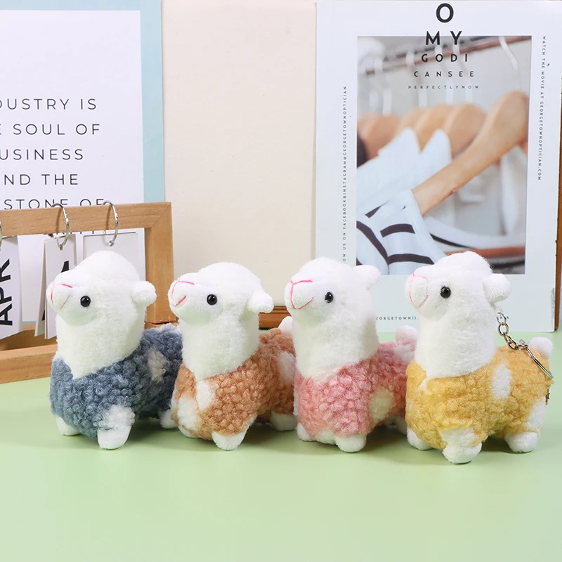 Desenhos animados Plush Animal Keychain Bonito Alpaca Stuffed Doll Pendant Chaveiro Multicolor Chaveiro Chaveiro Decoração de saco Presentes bonitos