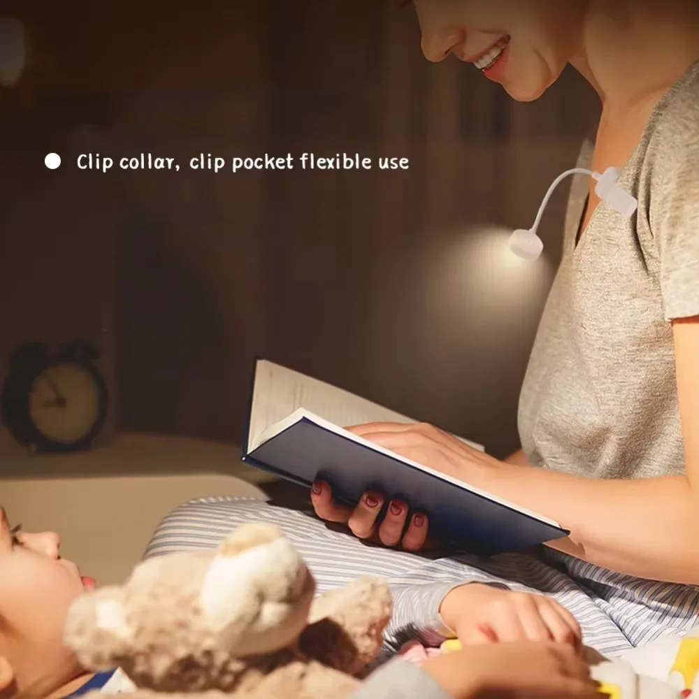 3 Colors LED Book Clip Lights Stepless Dimmable Mini Reading Lamp with Clip Flexible 360° Rotate Bedroom Table Lamp School