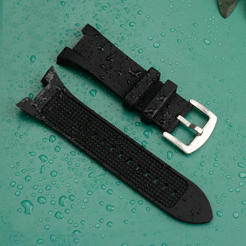 For Ar-mani Silicone Watchband AX1803 AX1802 AX1042 AX1050 AX1084 AX1108 Male Concave Watch Chain Rubber Sport Strap 31*14mm