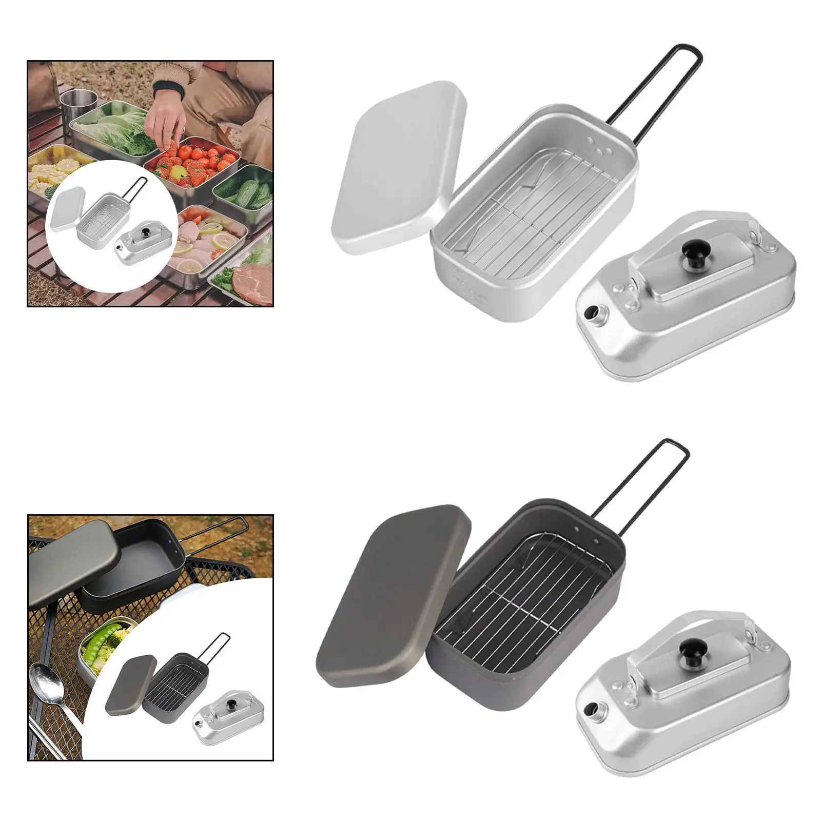 

Camping Bento Box Easy to Clean Camping Kettle Set for Hiking Cooking Garden