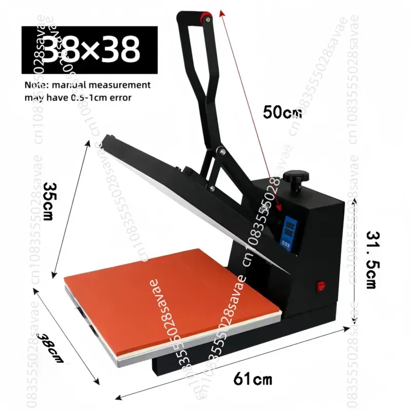 38 * 38 Manual Ironing Press, Hot Press, for Personalized Customization of T-shirt Clothing, Digital Flat Plate Transfer