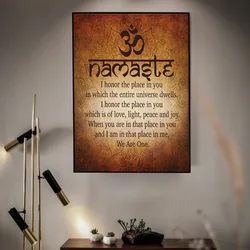 Namaste Buddhist Inspirational Motivational Spiritual Yoga Quote Prints and Posters Canvas Painting Wall Art Pictures Home Decor