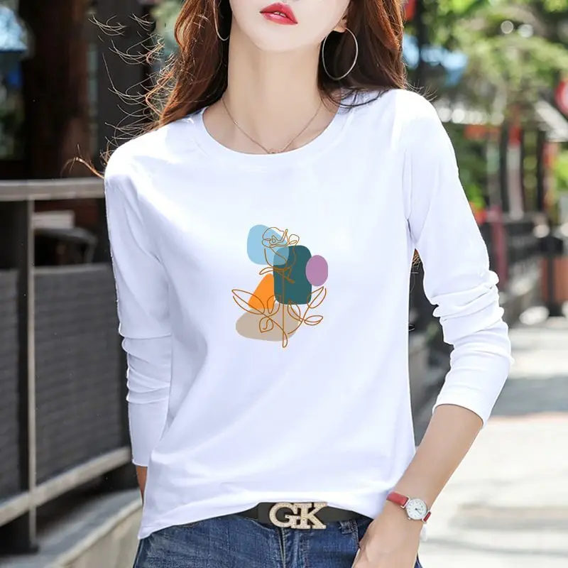 Women\'s Clothing Spring Autumn Long Sleeve Undercoat Ladies Casual O-neck Tops Simplicity New Pullovers Solid Color T-Shirts