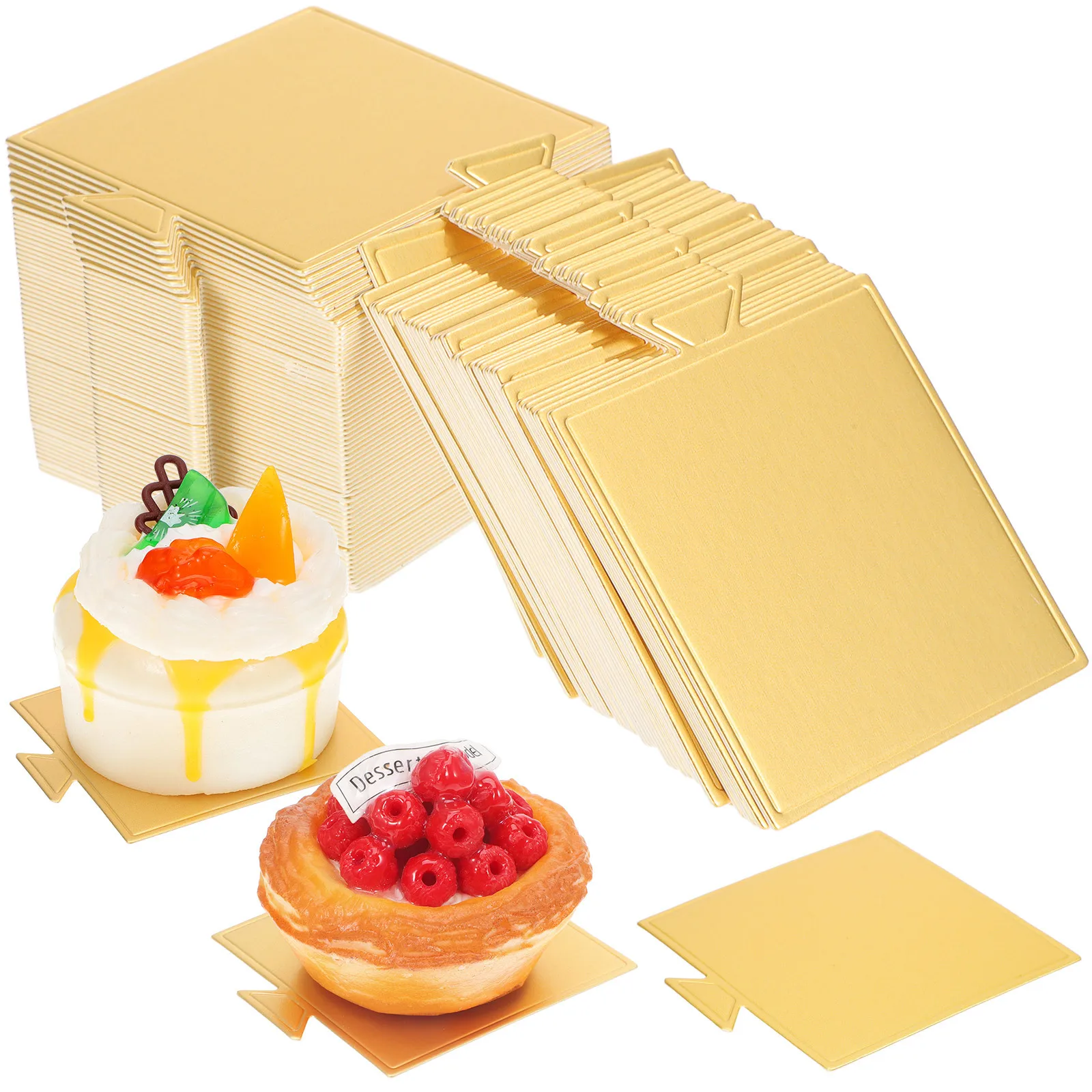 

100 Sheets Cake Board Square Cardboard Trays Heavy Duty Cake Display Bases for Birthday Party Dessert Serving Accessories