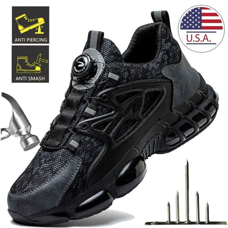 

Steel Toe Shoes for Men Indestructible Work Boots Lightweight Safety Shoes Walking Anti-smash Anti-puncture Protective Sneakers