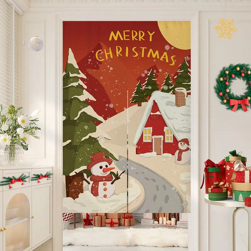 VIKAMA Vintage Santa Fair Isle Noren Door Curtain, 6 Designs, Doorway Decor for Bedroom Living Room Kitchen