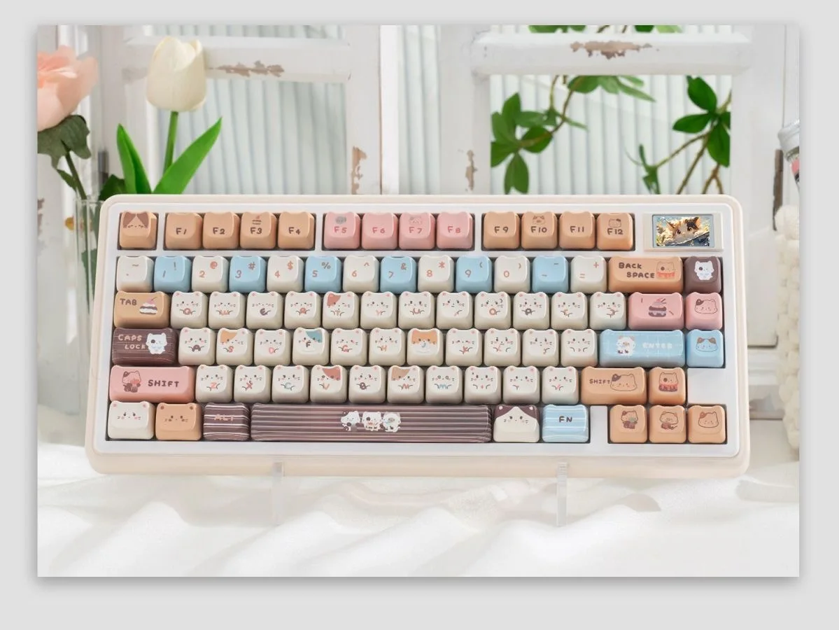 

Cute cat Key Caps Profile Pink Black Sea Salt Cat Ear Shape Keycap for Gaming Mechanical Keyboard Custom Keycaps PBT Sublimation